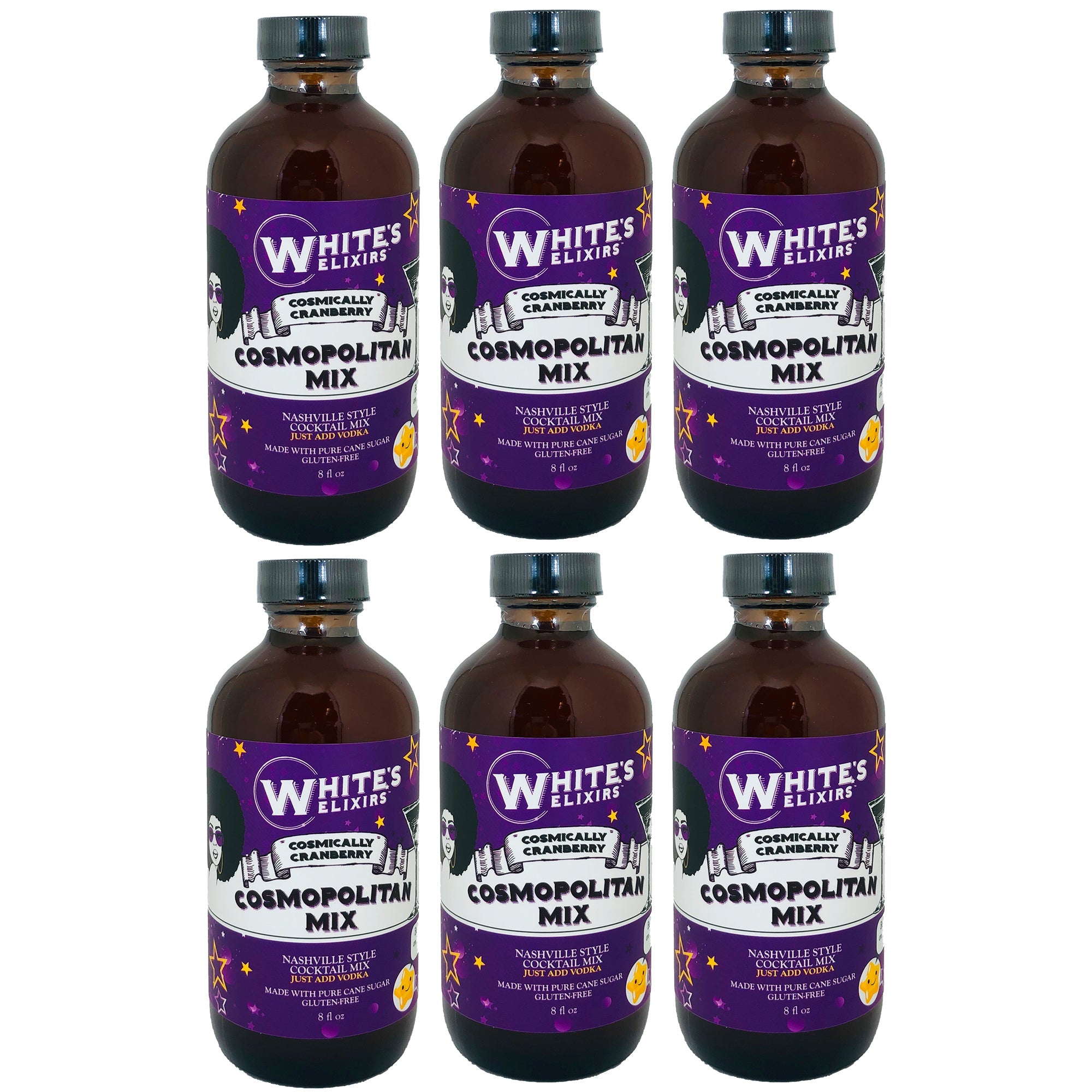 Six Bottle Pack White's Elixirs Cosmopolitan Cocktail Mix 8oz